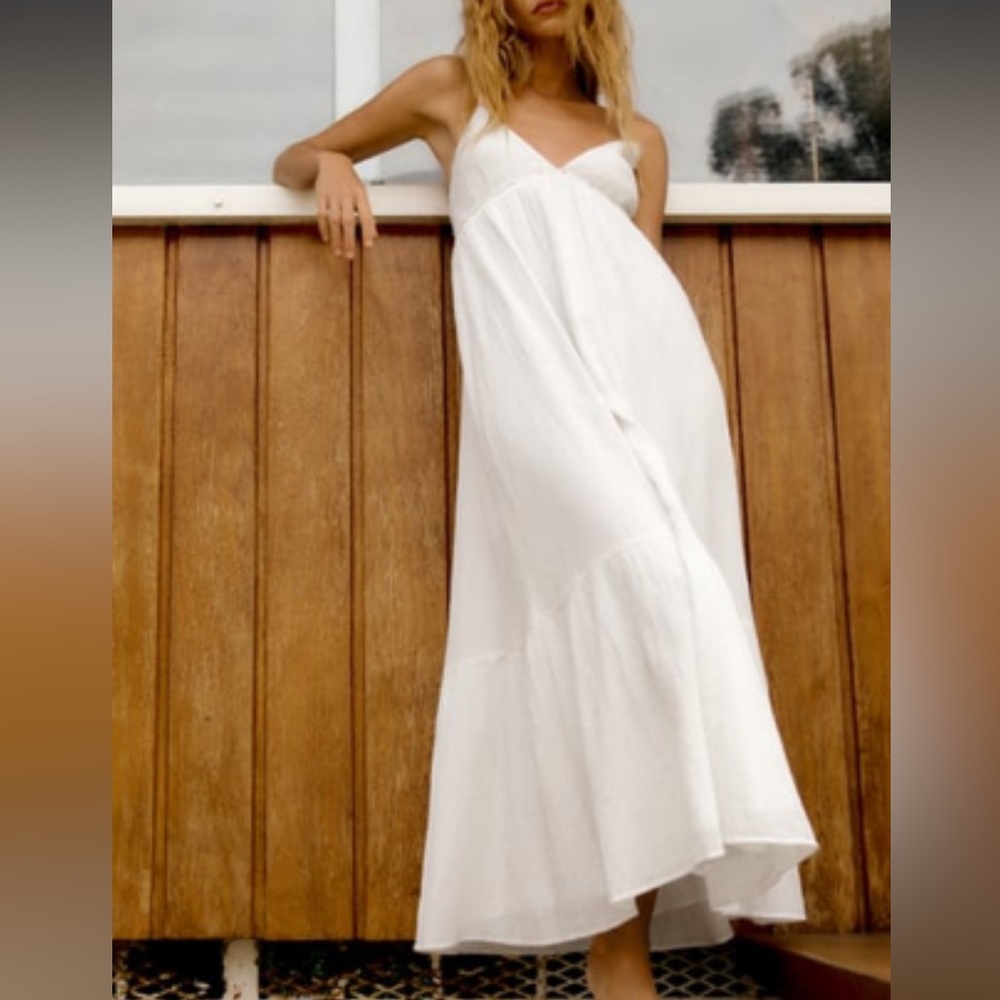 Zara limited edition topstitch gauze midi dress